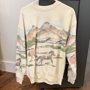 Altar'd State Cream Scenic Mountain Horse Sweater